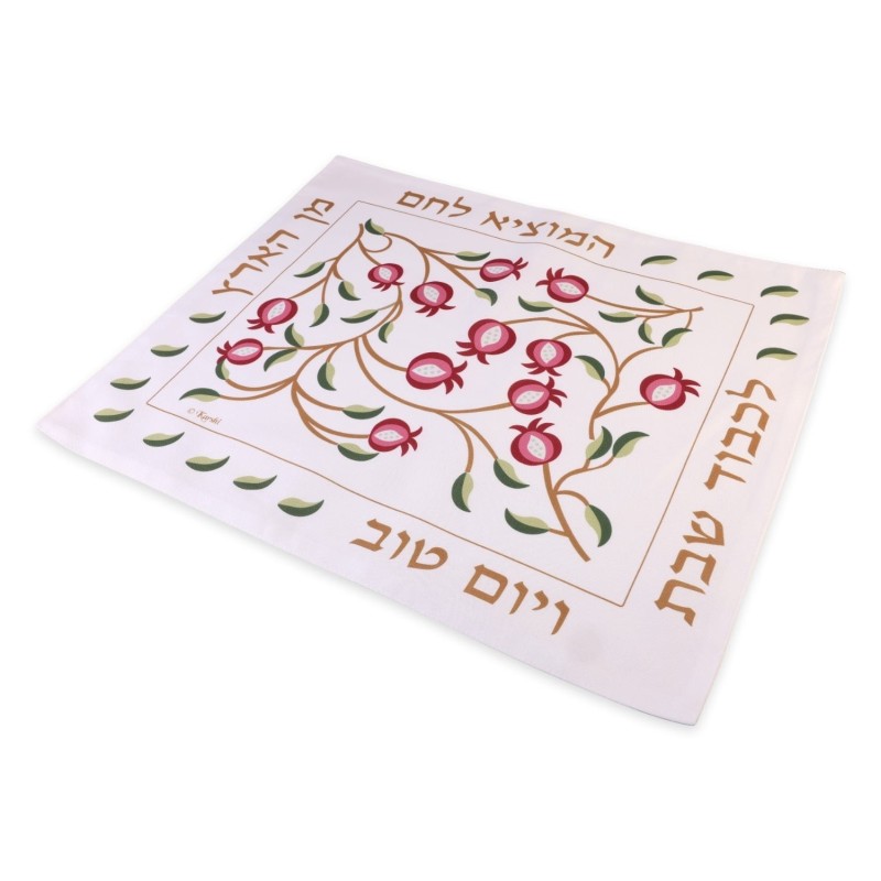 Red Pomegranate Bamboo Challah Cover